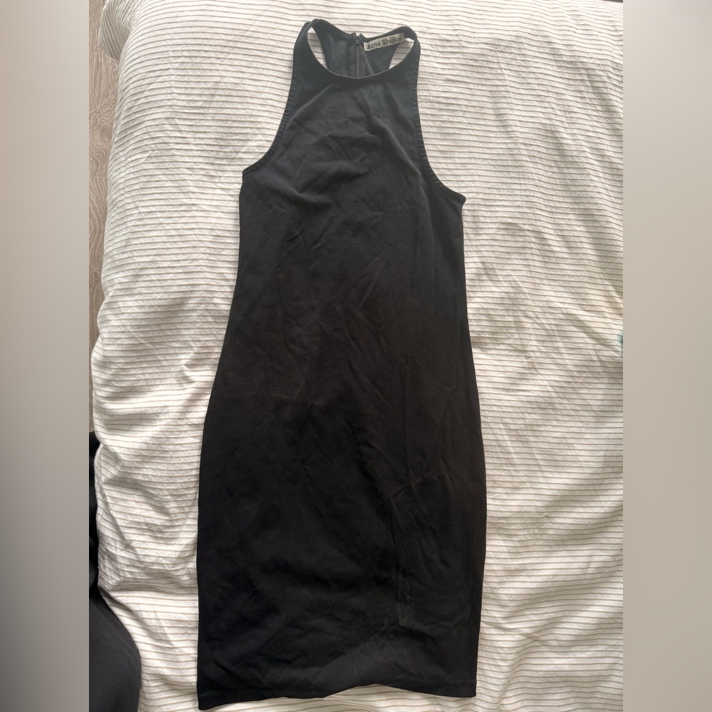 Vintage Acne Black Halter Midi Dress by